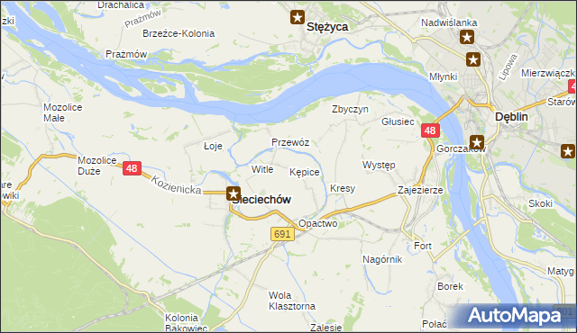 mapa Kępice gmina Sieciechów, Kępice gmina Sieciechów na mapie Targeo