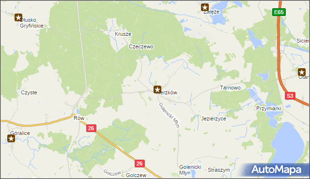 mapa Kierzków gmina Myślibórz, Kierzków gmina Myślibórz na mapie Targeo