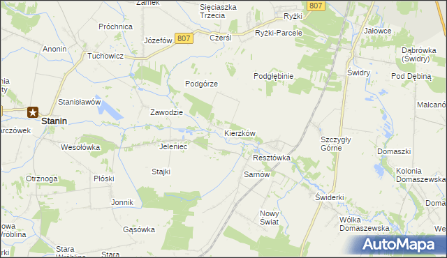 mapa Kierzków gmina Stanin, Kierzków gmina Stanin na mapie Targeo