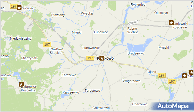 mapa Kiszkowo powiat gnieźnieński, Kiszkowo powiat gnieźnieński na mapie Targeo
