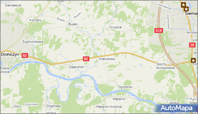 mapa Klekotowo gmina Siemiatycze, Klekotowo gmina Siemiatycze na mapie Targeo