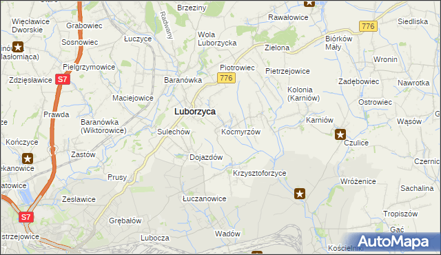 mapa Kocmyrzów, Kocmyrzów na mapie Targeo