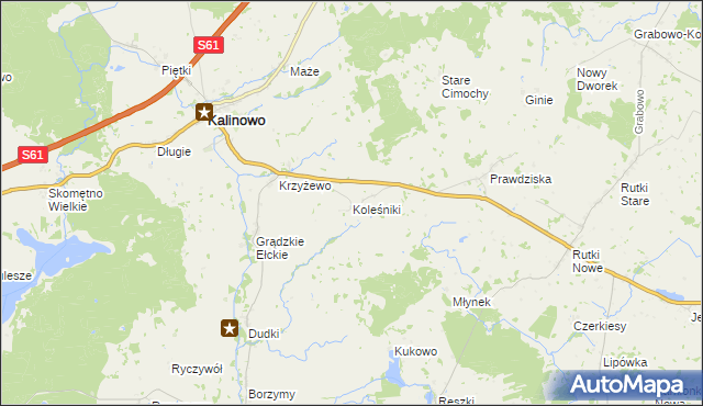 mapa Koleśniki gmina Kalinowo, Koleśniki gmina Kalinowo na mapie Targeo