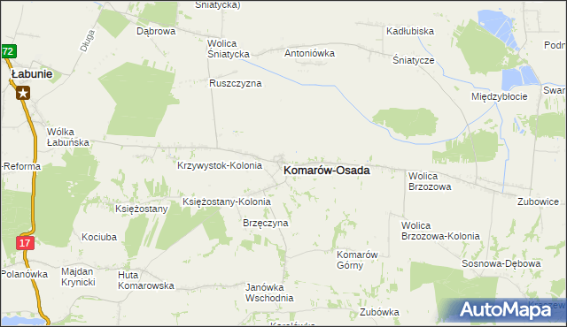 mapa Komarów-Osada, Komarów-Osada na mapie Targeo