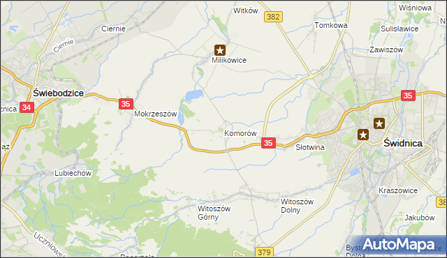 mapa Komorów gmina Świdnica, Komorów gmina Świdnica na mapie Targeo