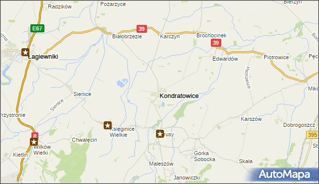 mapa Kondratowice, Kondratowice na mapie Targeo