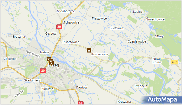 mapa Kościerzyce, Kościerzyce na mapie Targeo