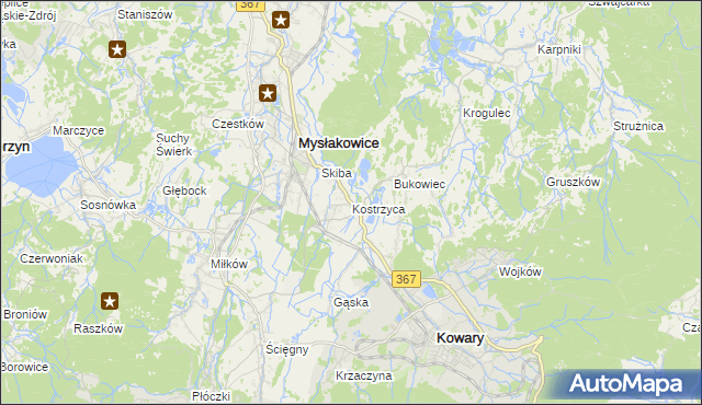mapa Kostrzyca, Kostrzyca na mapie Targeo