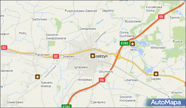 mapa Kostrzyn powiat poznański, Kostrzyn powiat poznański na mapie Targeo
