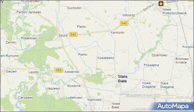 mapa Kowalewko gmina Stara Biała, Kowalewko gmina Stara Biała na mapie Targeo
