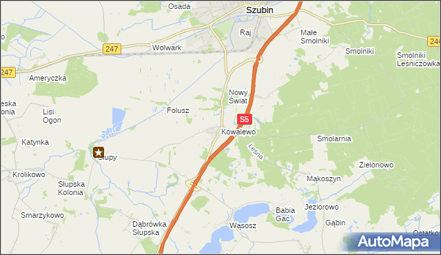 mapa Kowalewo gmina Szubin, Kowalewo gmina Szubin na mapie Targeo