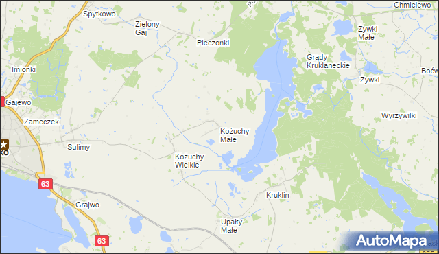 mapa Kożuchy Małe, Kożuchy Małe na mapie Targeo