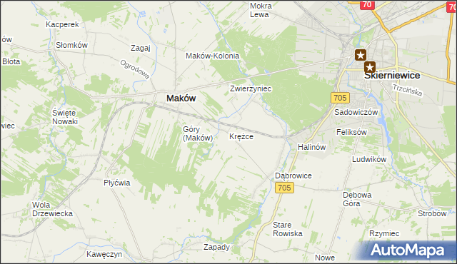 mapa Krężce, Krężce na mapie Targeo