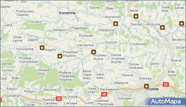 mapa Krużlowa Wyżna, Krużlowa Wyżna na mapie Targeo