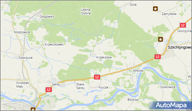 mapa Krzekotów, Krzekotów na mapie Targeo