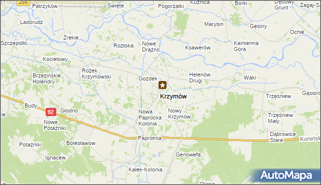 mapa Krzymów powiat koniński, Krzymów powiat koniński na mapie Targeo