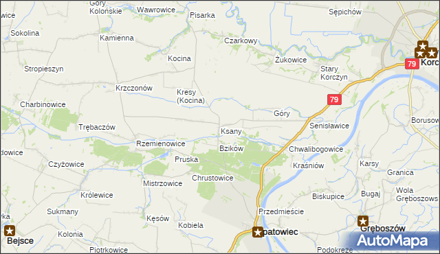 mapa Ksany, Ksany na mapie Targeo