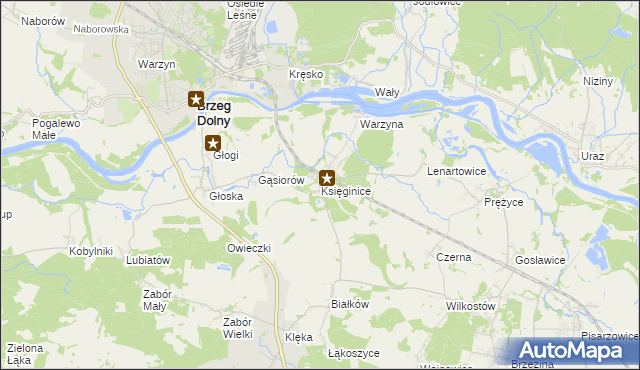 mapa Księginice gmina Miękinia, Księginice gmina Miękinia na mapie Targeo