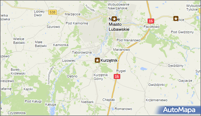 mapa Kurzętnik, Kurzętnik na mapie Targeo