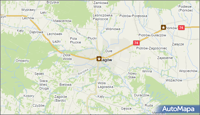 mapa Łagów powiat kielecki, Łagów powiat kielecki na mapie Targeo