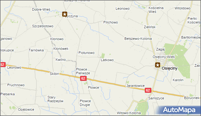 mapa Latkowo gmina Osięciny, Latkowo gmina Osięciny na mapie Targeo