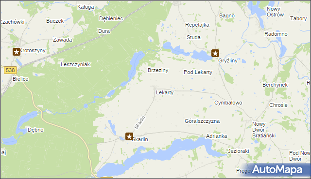 mapa Lekarty, Lekarty na mapie Targeo