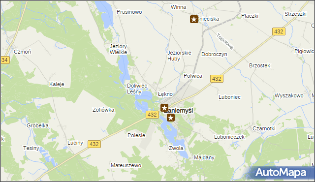 mapa Łękno, Łękno na mapie Targeo