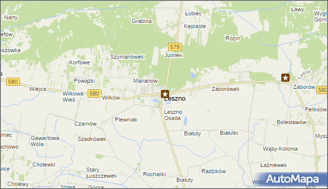 mapa Leszno powiat warszawski zachodni, Leszno powiat warszawski zachodni na mapie Targeo