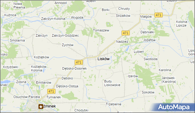 mapa Lisków, Lisków na mapie Targeo