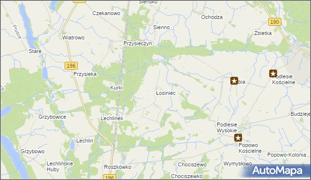 mapa Łosiniec gmina Skoki, Łosiniec gmina Skoki na mapie Targeo