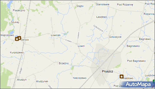 mapa Łowin, Łowin na mapie Targeo