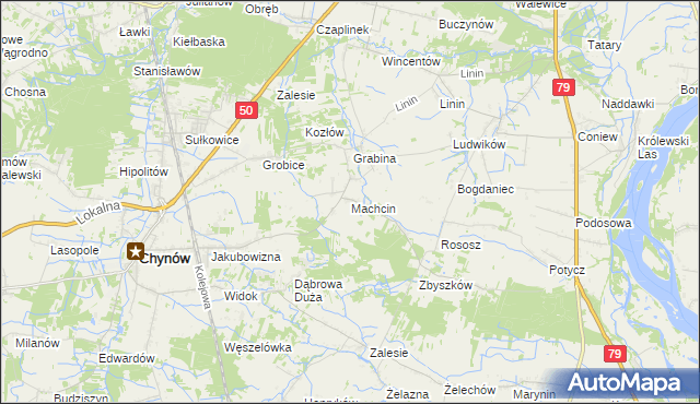 mapa Machcin gmina Chynów, Machcin gmina Chynów na mapie Targeo