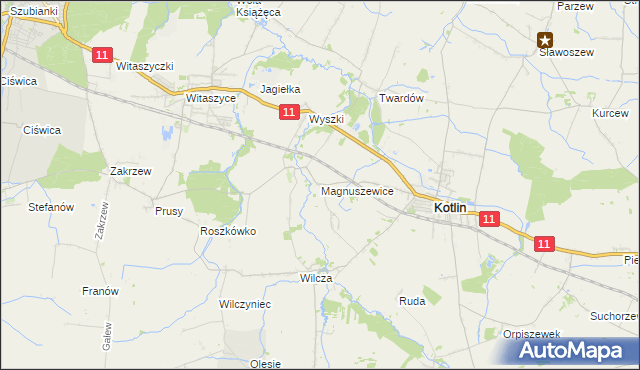 mapa Magnuszewice, Magnuszewice na mapie Targeo