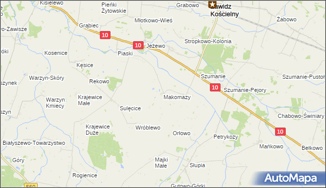 mapa Makomazy, Makomazy na mapie Targeo