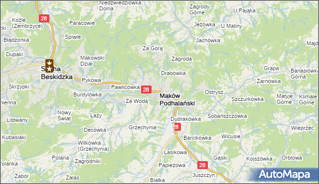 mapa Maków Podhalański, Maków Podhalański na mapie Targeo