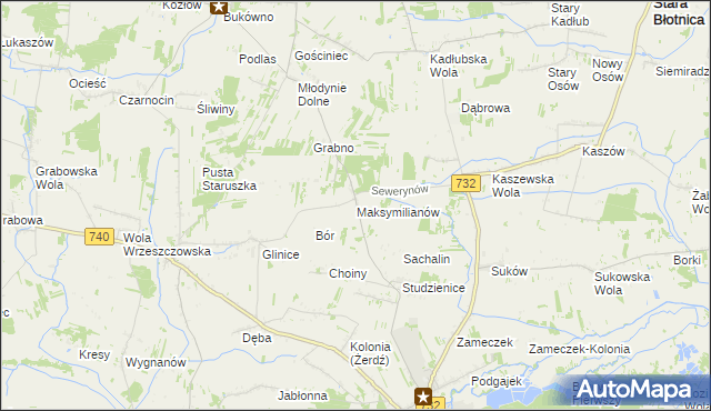 mapa Maksymilianów gmina Przytyk, Maksymilianów gmina Przytyk na mapie Targeo