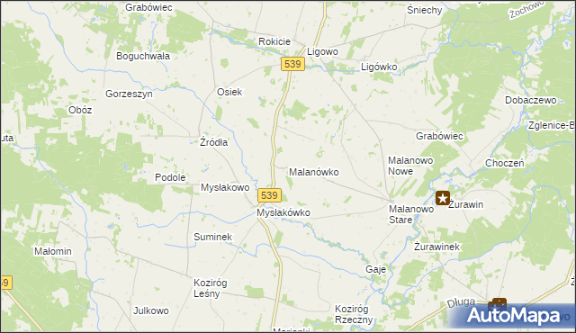 mapa Malanówko, Malanówko na mapie Targeo