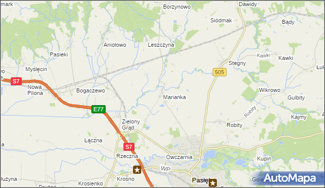 mapa Marianka gmina Pasłęk, Marianka gmina Pasłęk na mapie Targeo