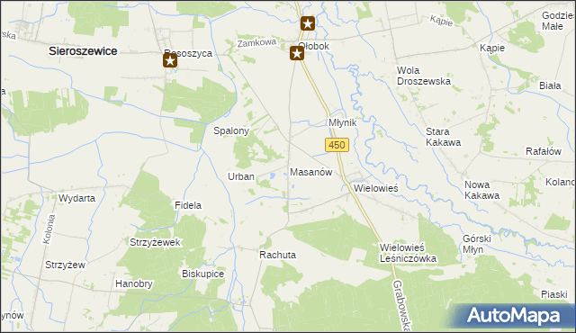 mapa Masanów, Masanów na mapie Targeo