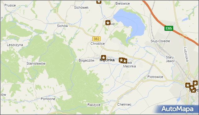 mapa Męcinka, Męcinka na mapie Targeo