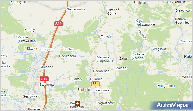 mapa Medynia Głogowska, Medynia Głogowska na mapie Targeo