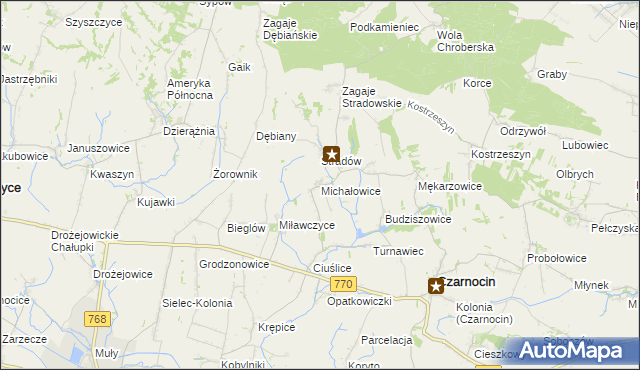 mapa Michałowice gmina Czarnocin, Michałowice gmina Czarnocin na mapie Targeo