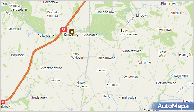 mapa Michałowice gmina Kowiesy, Michałowice gmina Kowiesy na mapie Targeo