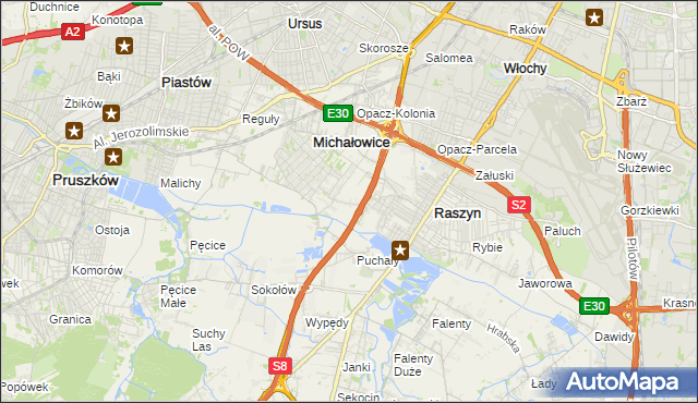mapa Michałowice-Wieś, Michałowice-Wieś na mapie Targeo