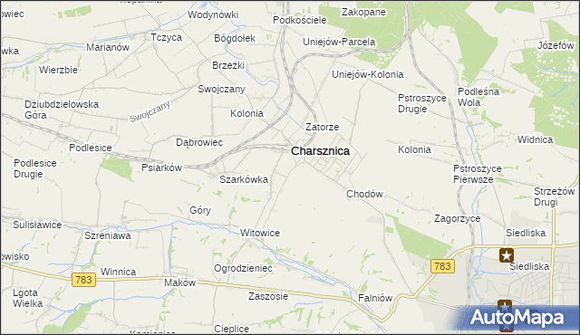 mapa Miechów-Charsznica, Miechów-Charsznica na mapie Targeo