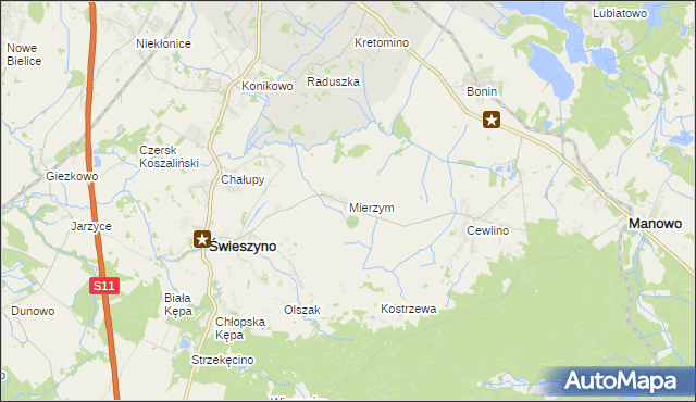 mapa Mierzym, Mierzym na mapie Targeo