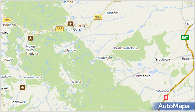 mapa Mikołajów gmina Stoszowice, Mikołajów gmina Stoszowice na mapie Targeo