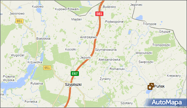 mapa Mikołajówka gmina Szypliszki, Mikołajówka gmina Szypliszki na mapie Targeo