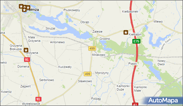 mapa Mirakowo, Mirakowo na mapie Targeo
