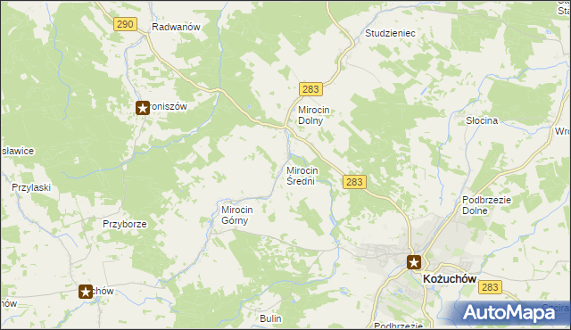 mapa Mirocin Średni, Mirocin Średni na mapie Targeo